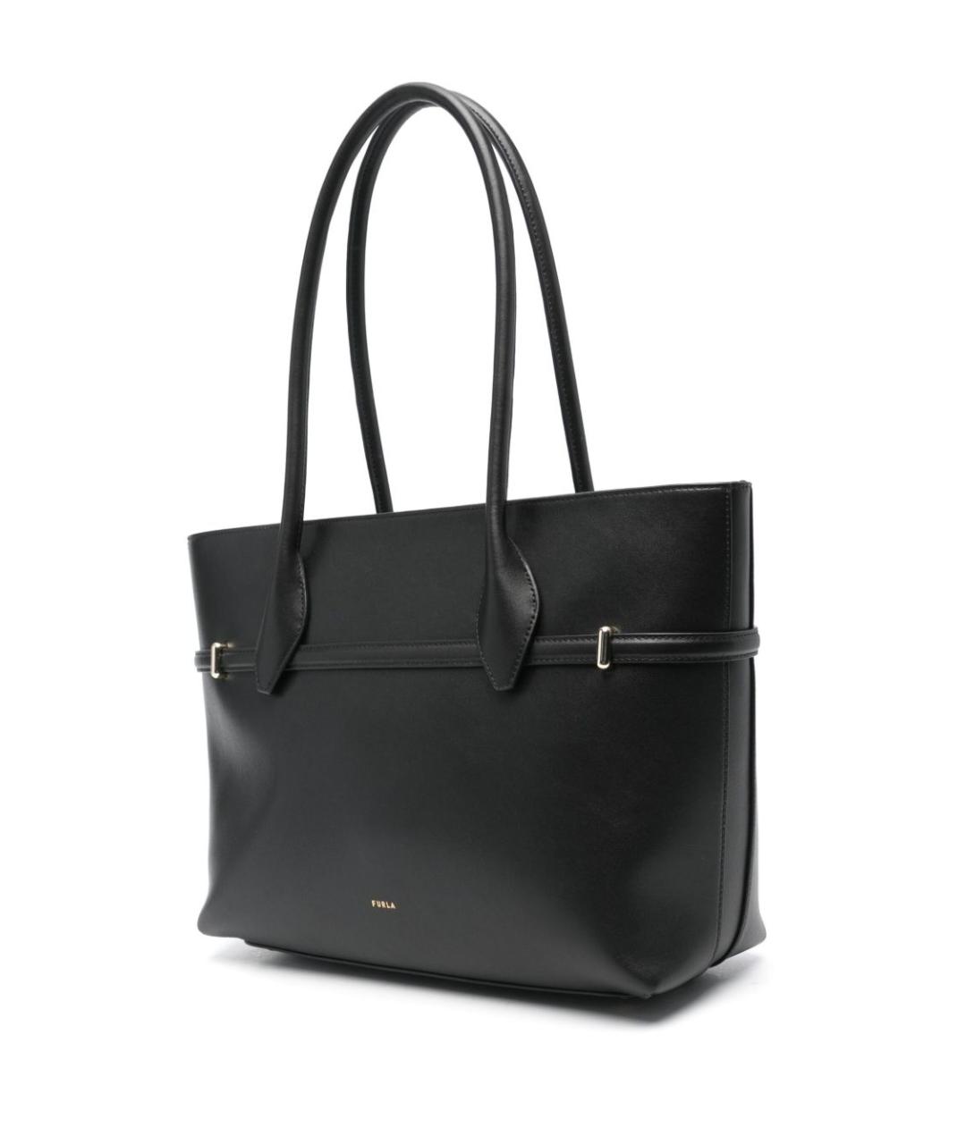 FURLA Черная кожаная сумка тоут, фото 2