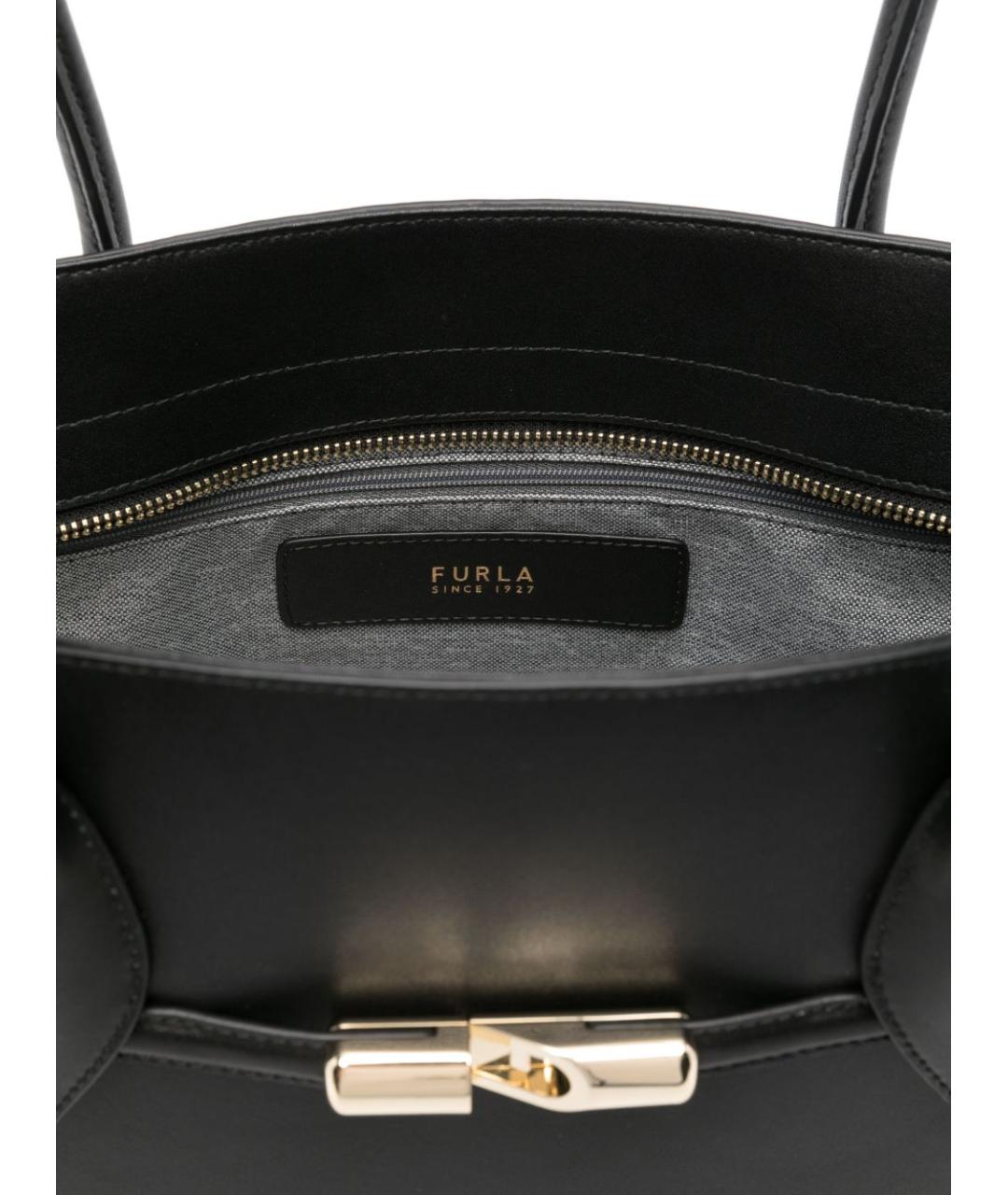 FURLA Черная кожаная сумка тоут, фото 3