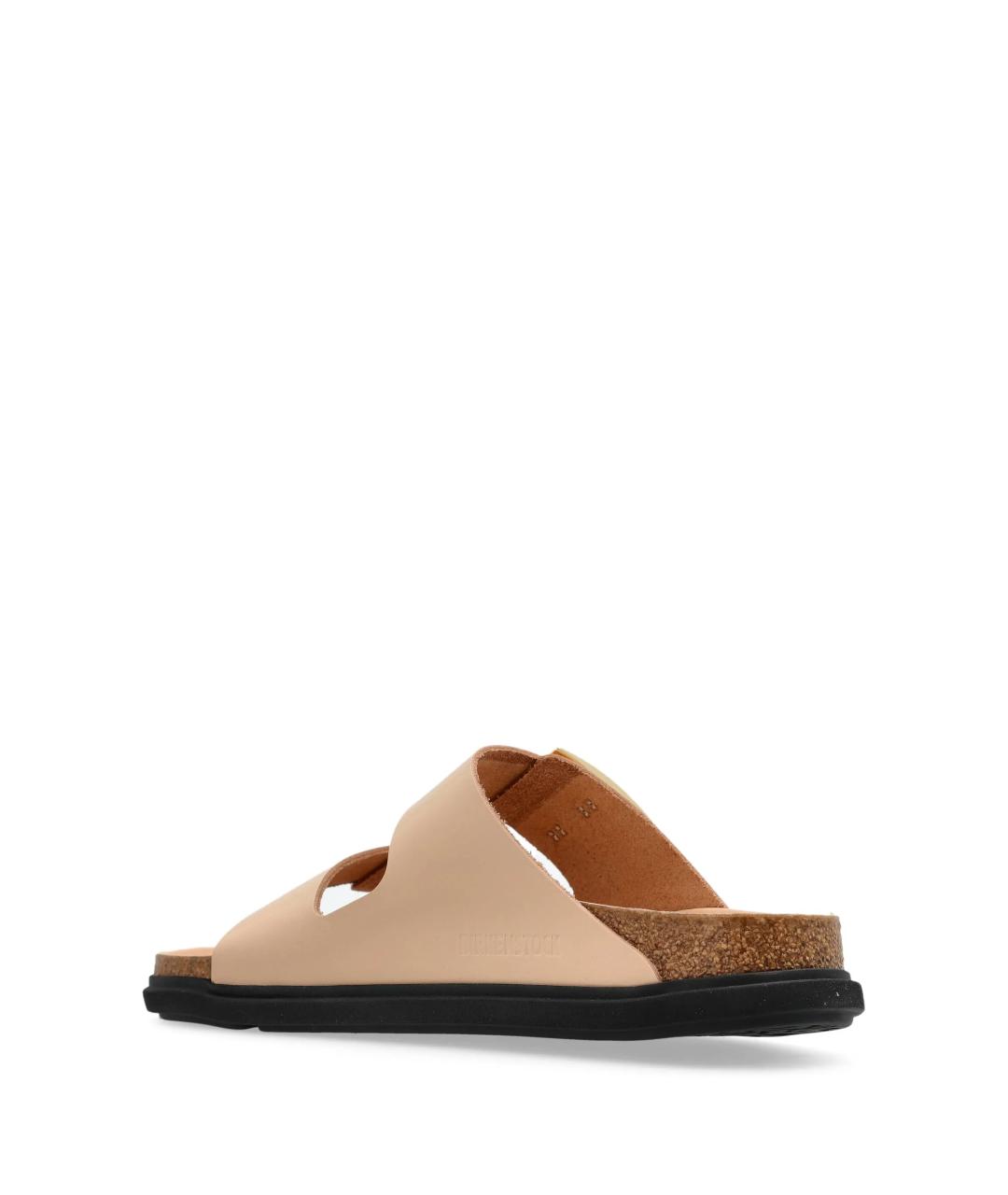 BIRKENSTOCK Бежевые кожаные шлепанцы, фото 3