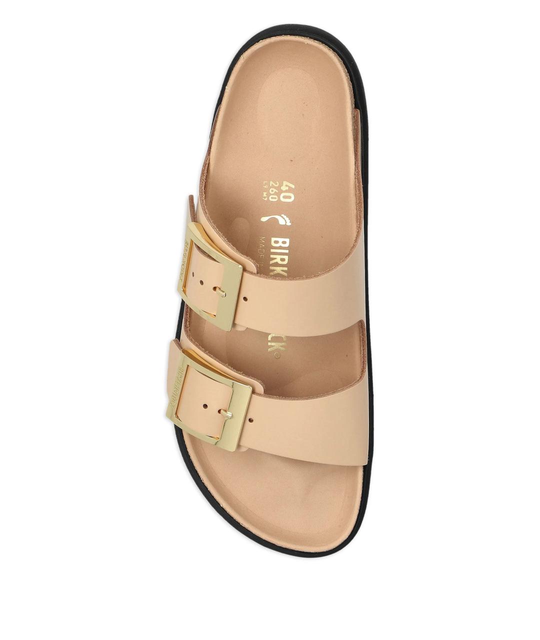 BIRKENSTOCK Бежевые кожаные шлепанцы, фото 4