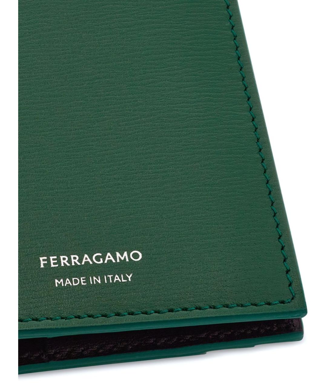 FERRAGAMO Зеленый кожаный кошелек, фото 5