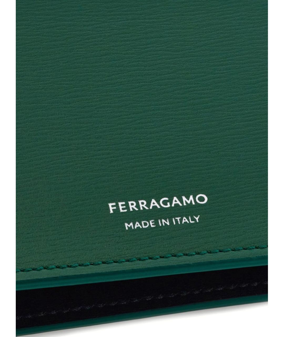 FERRAGAMO Зеленый кожаный кошелек, фото 3