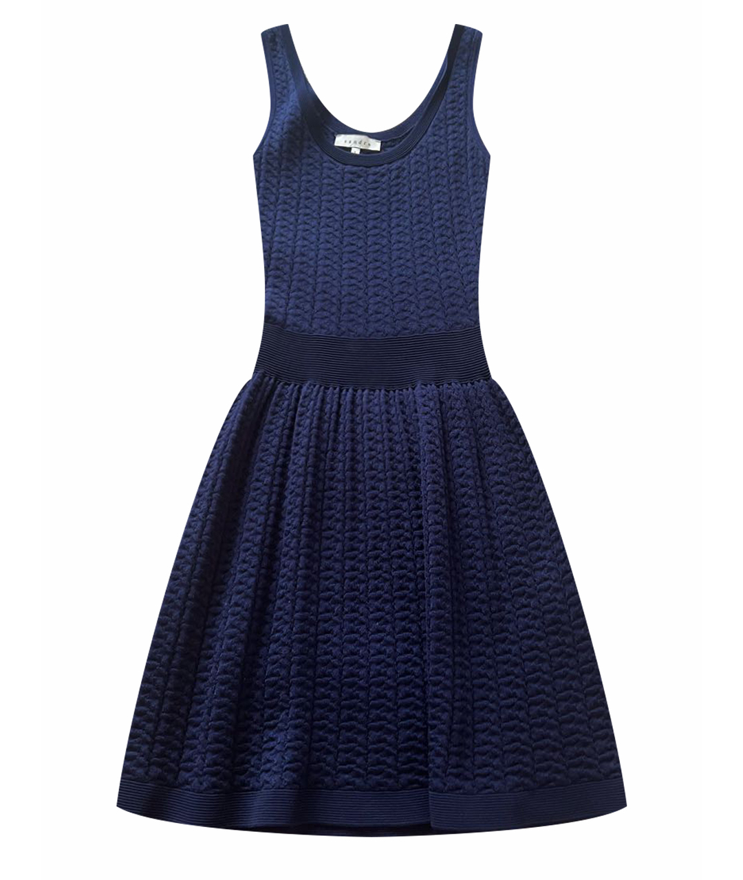 SANDRO Синее хлопко-эластановое повседневное платье, фото 1