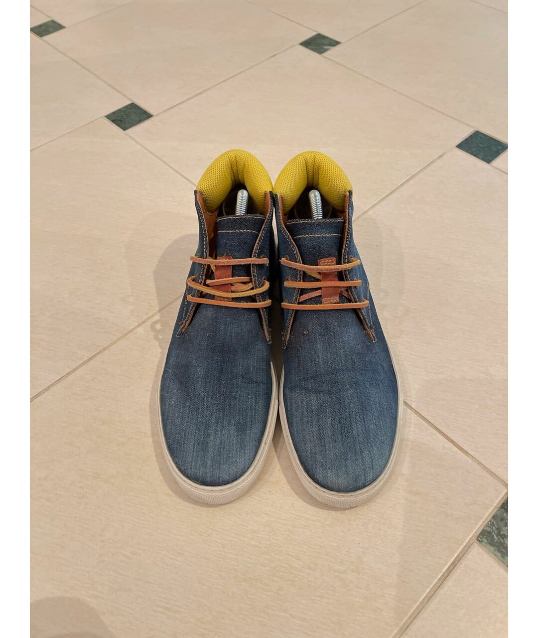 DSQUARED2 Синие текстильные высокие кроссовки / кеды, фото 2