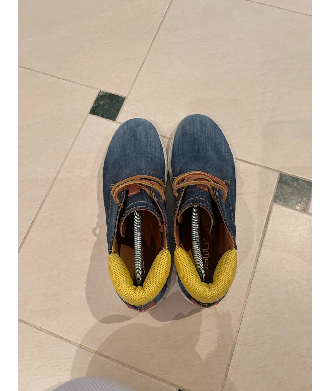 DSQUARED2 Синие текстильные высокие кроссовки / кеды, фото 3