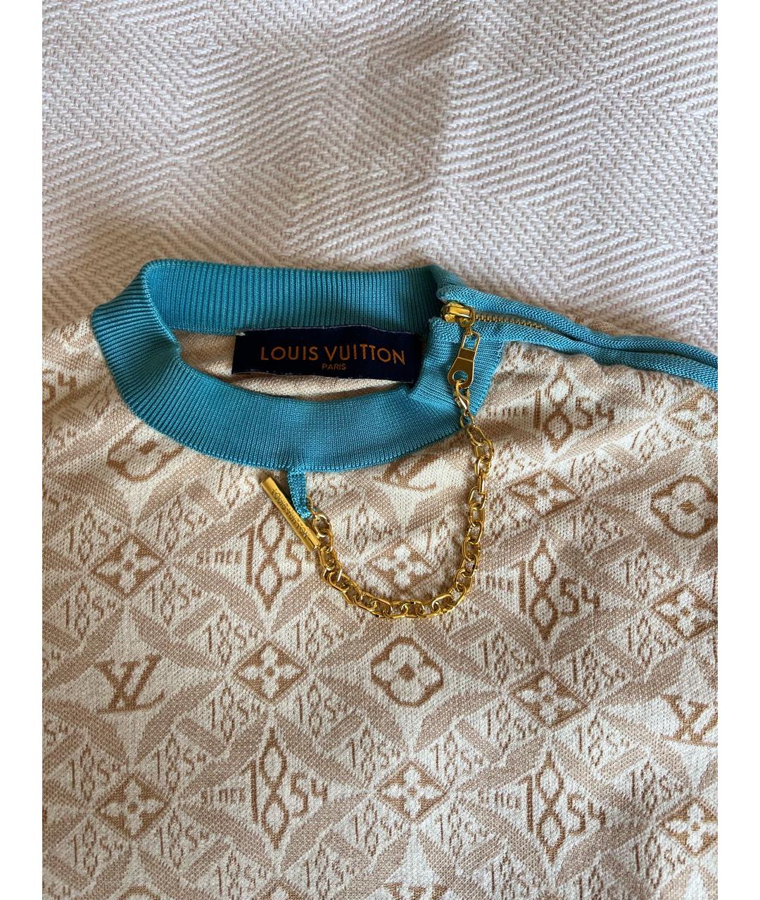 LOUIS VUITTON Бежевая шелковая футболка, фото 3