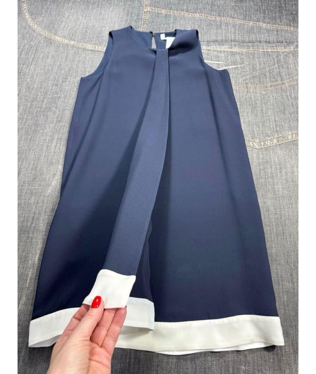 MAX MARA Темно-синее шелковое повседневное платье, фото 3