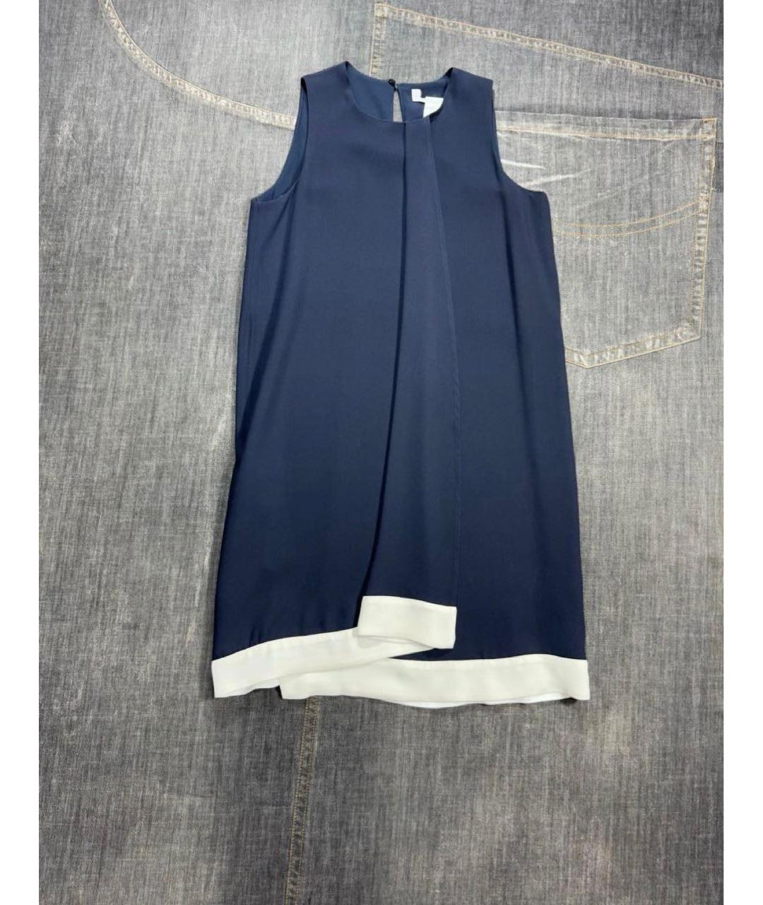 MAX MARA Темно-синее шелковое повседневное платье, фото 9