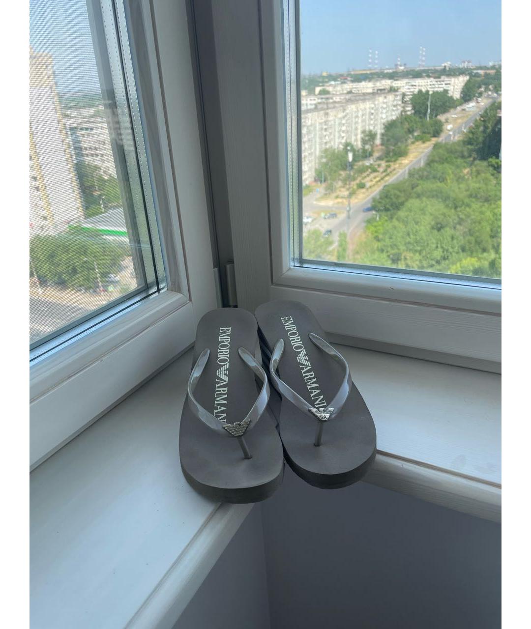 EMPORIO ARMANI Антрацитовые шлепанцы, фото 2