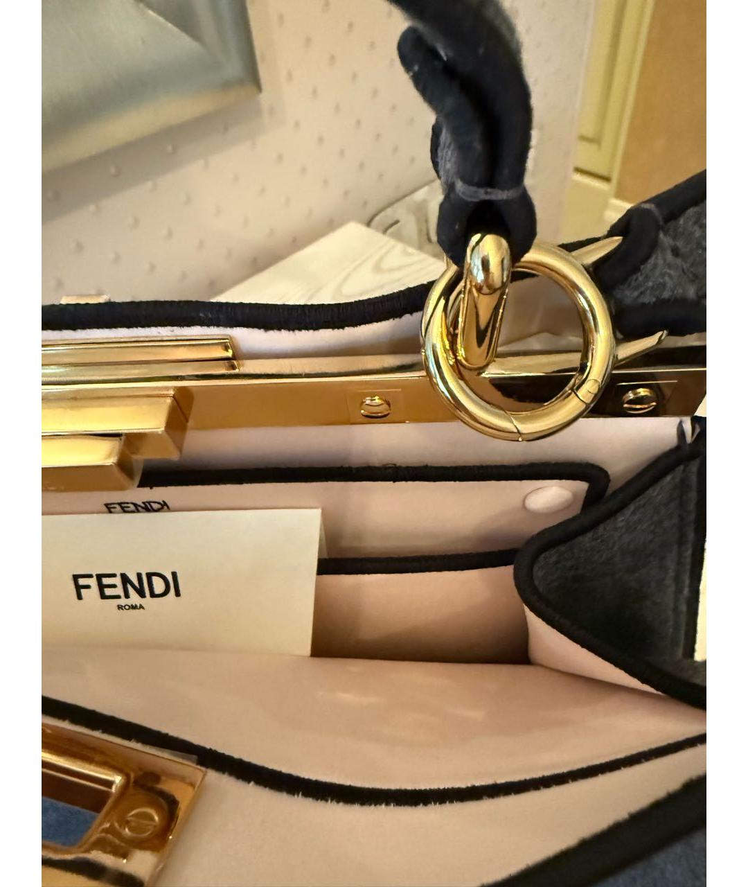 FENDI Серая сумка с короткими ручками, фото 6