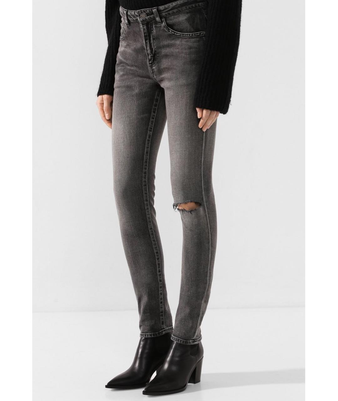 SAINT LAURENT Антрацитовые хлопковые джинсы слим, фото 6