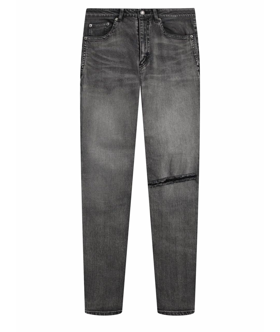 SAINT LAURENT Антрацитовые хлопковые джинсы слим, фото 1