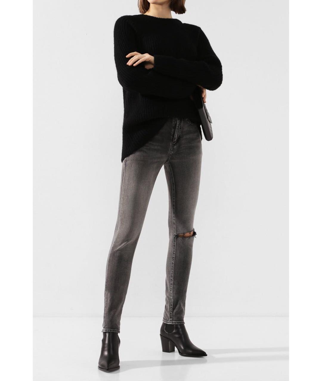 SAINT LAURENT Антрацитовые хлопковые джинсы слим, фото 5