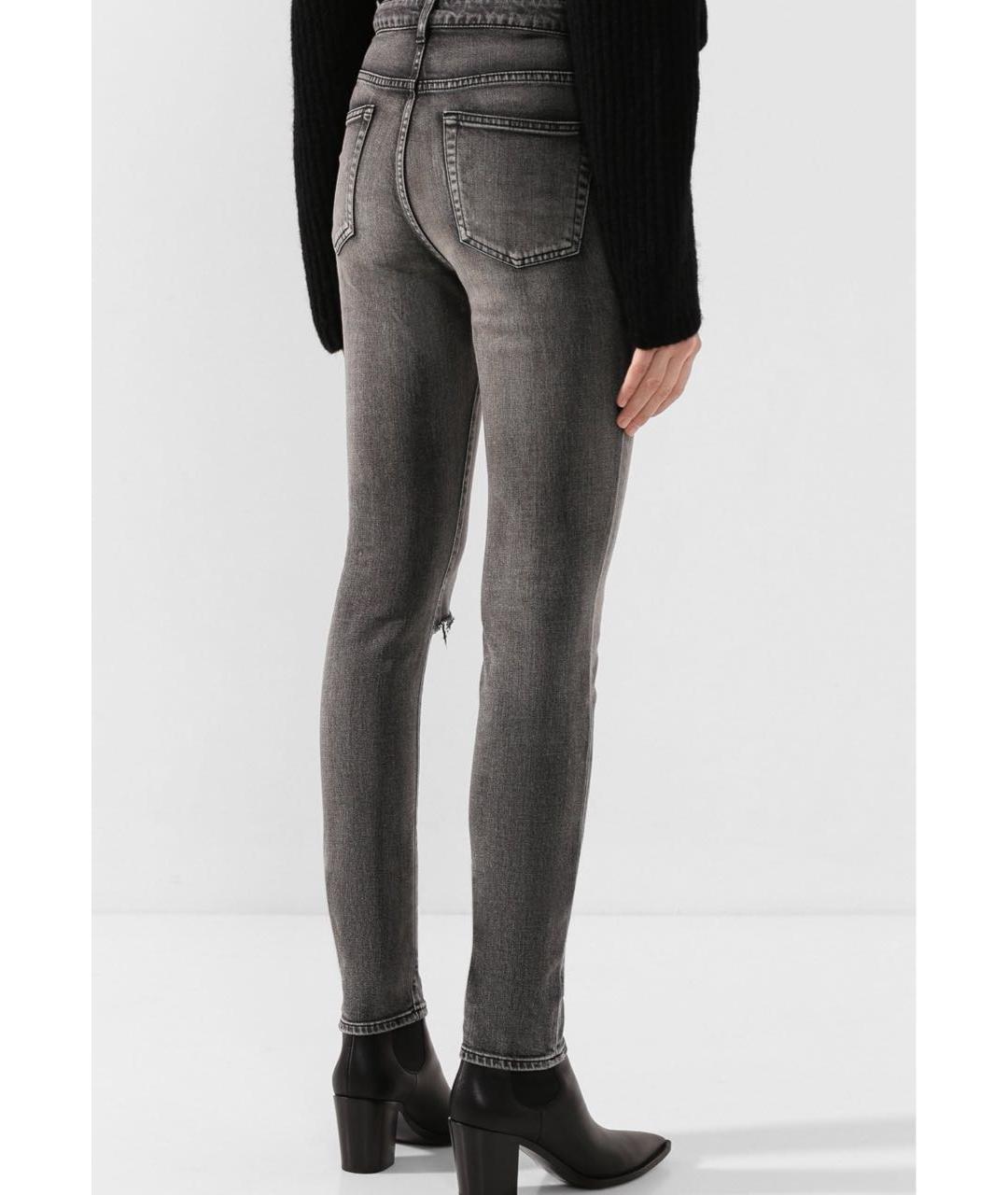 SAINT LAURENT Антрацитовые хлопковые джинсы слим, фото 7