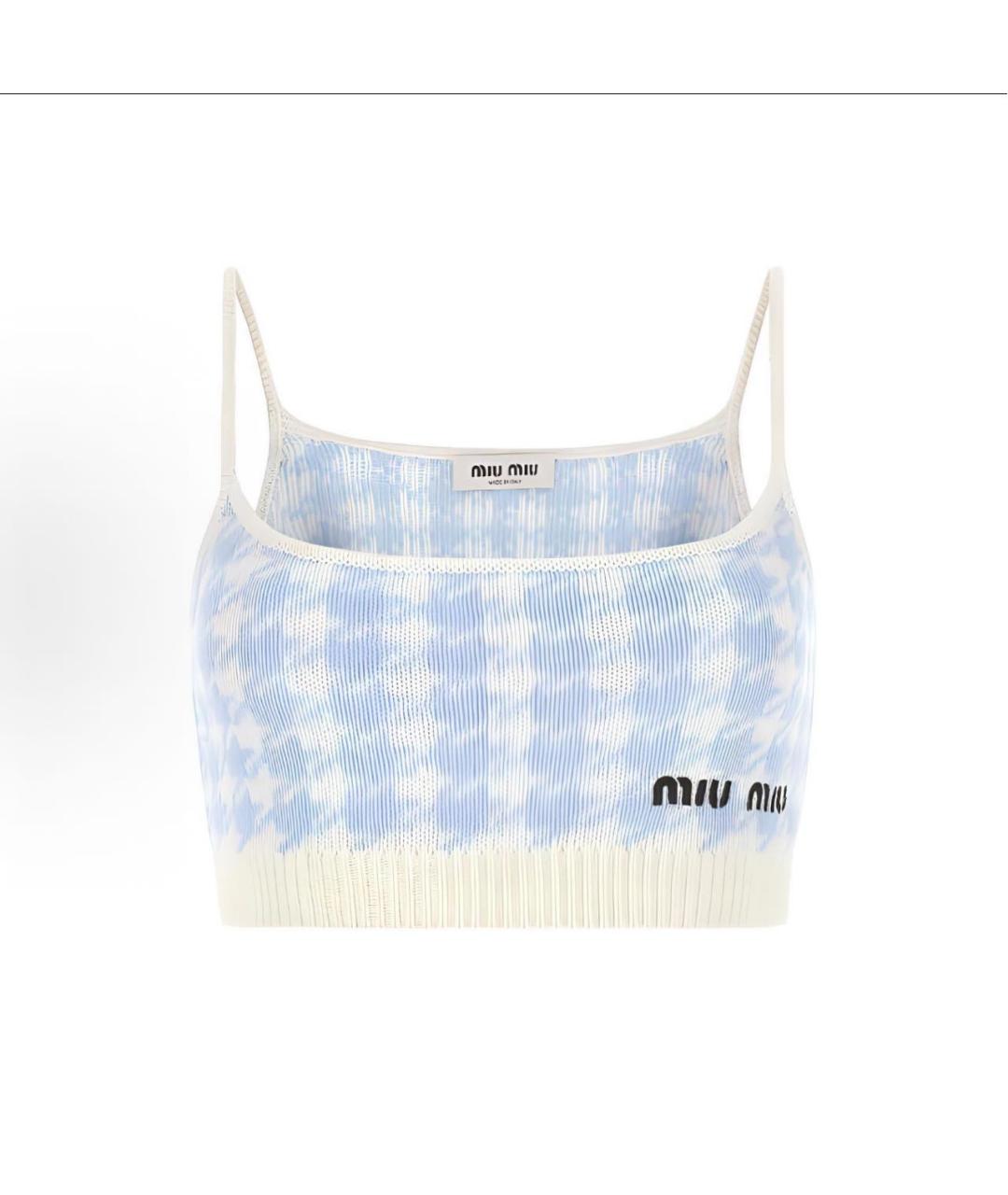 MIU MIU Голубая майка, фото 7