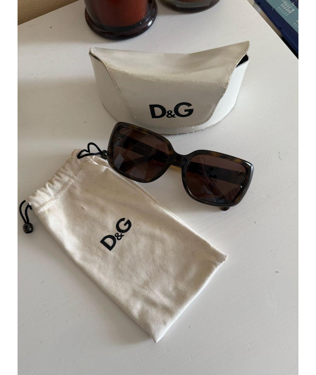 DOLCE&GABBANA Коричневые пластиковые солнцезащитные очки, фото 4
