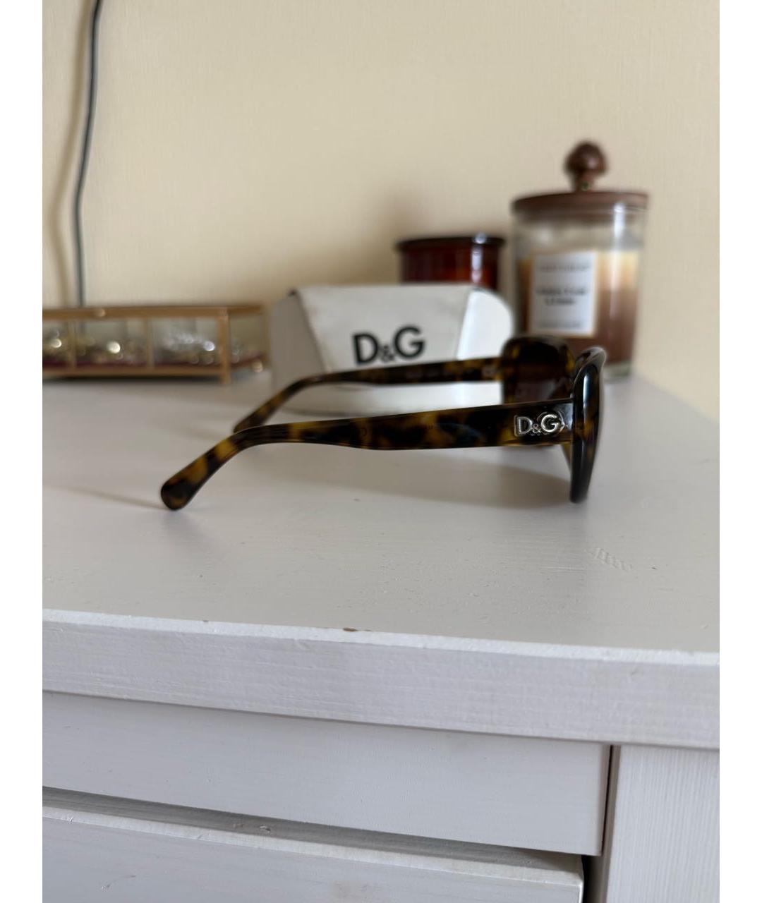 DOLCE&GABBANA Коричневые пластиковые солнцезащитные очки, фото 8