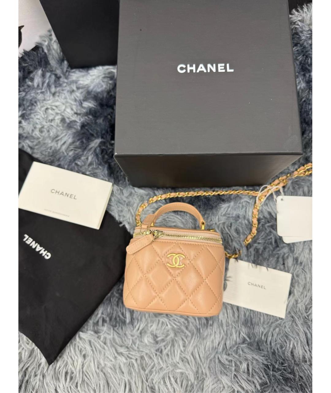 CHANEL Бежевая кожаная сумка через плечо, фото 3