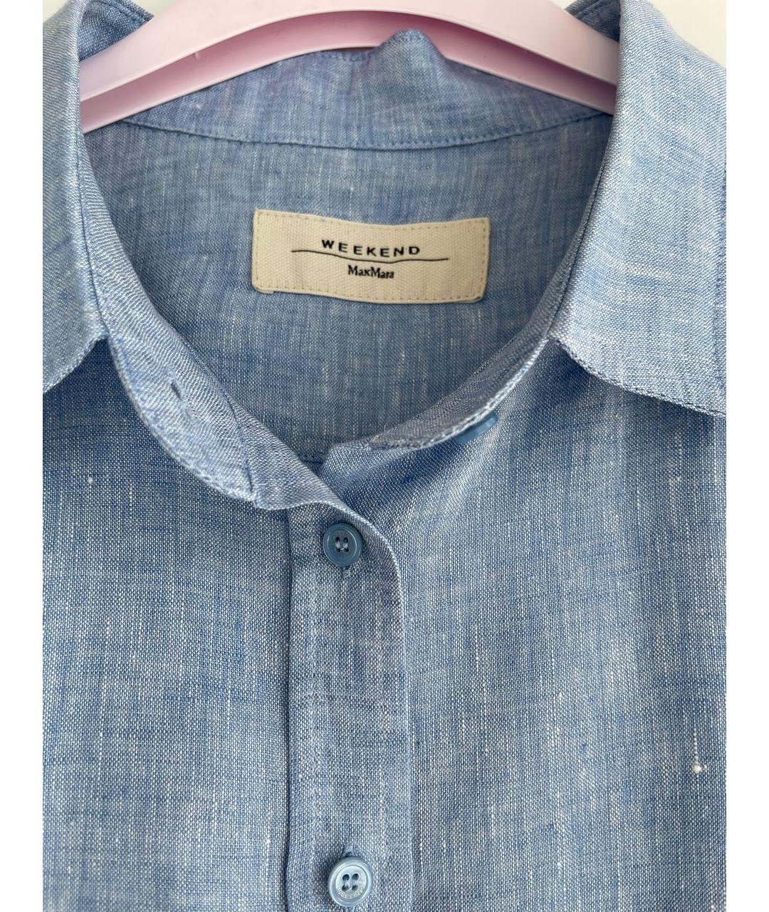 WEEKEND MAX MARA Голубая льняная рубашка, фото 3