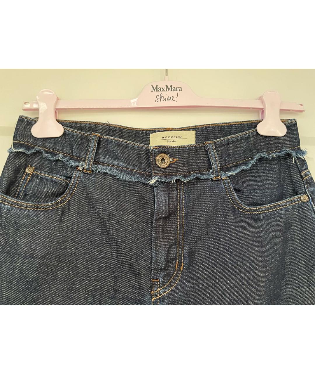 WEEKEND MAX MARA Темно-синие хлопковые прямые джинсы, фото 4