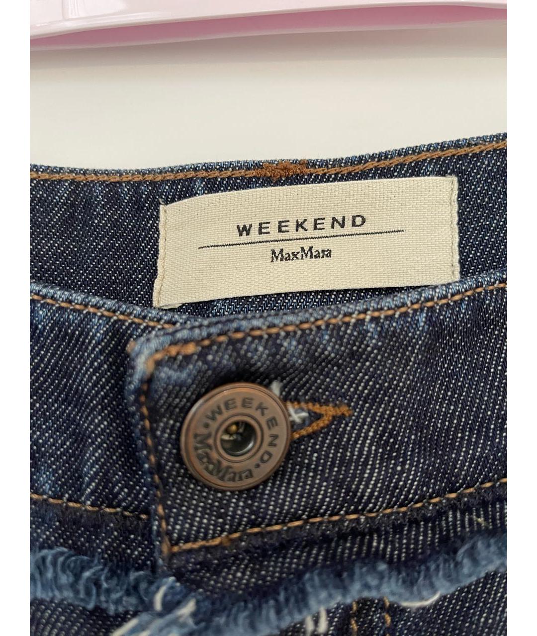 WEEKEND MAX MARA Темно-синие хлопковые прямые джинсы, фото 3