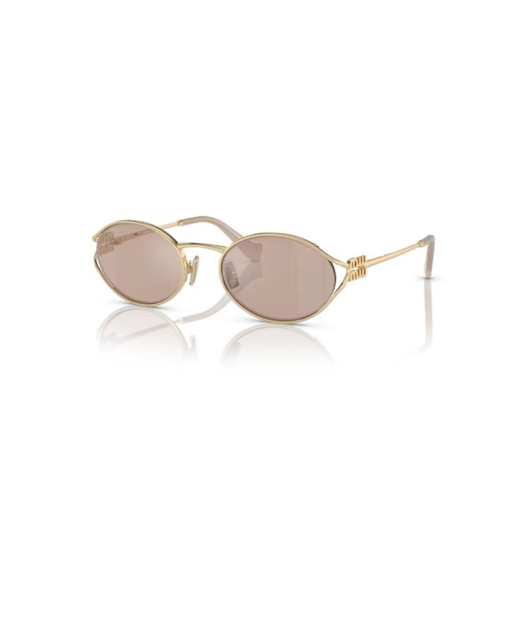 MIU MIU Золотые металлические солнцезащитные очки, фото 3
