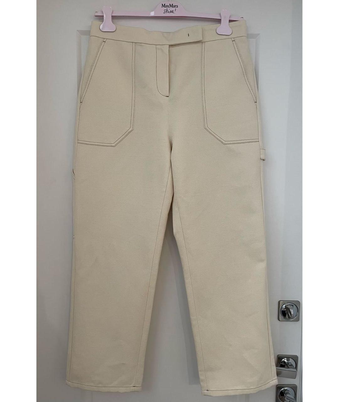 MAX MARA Бежевые хлопко-леновые прямые джинсы, фото 7
