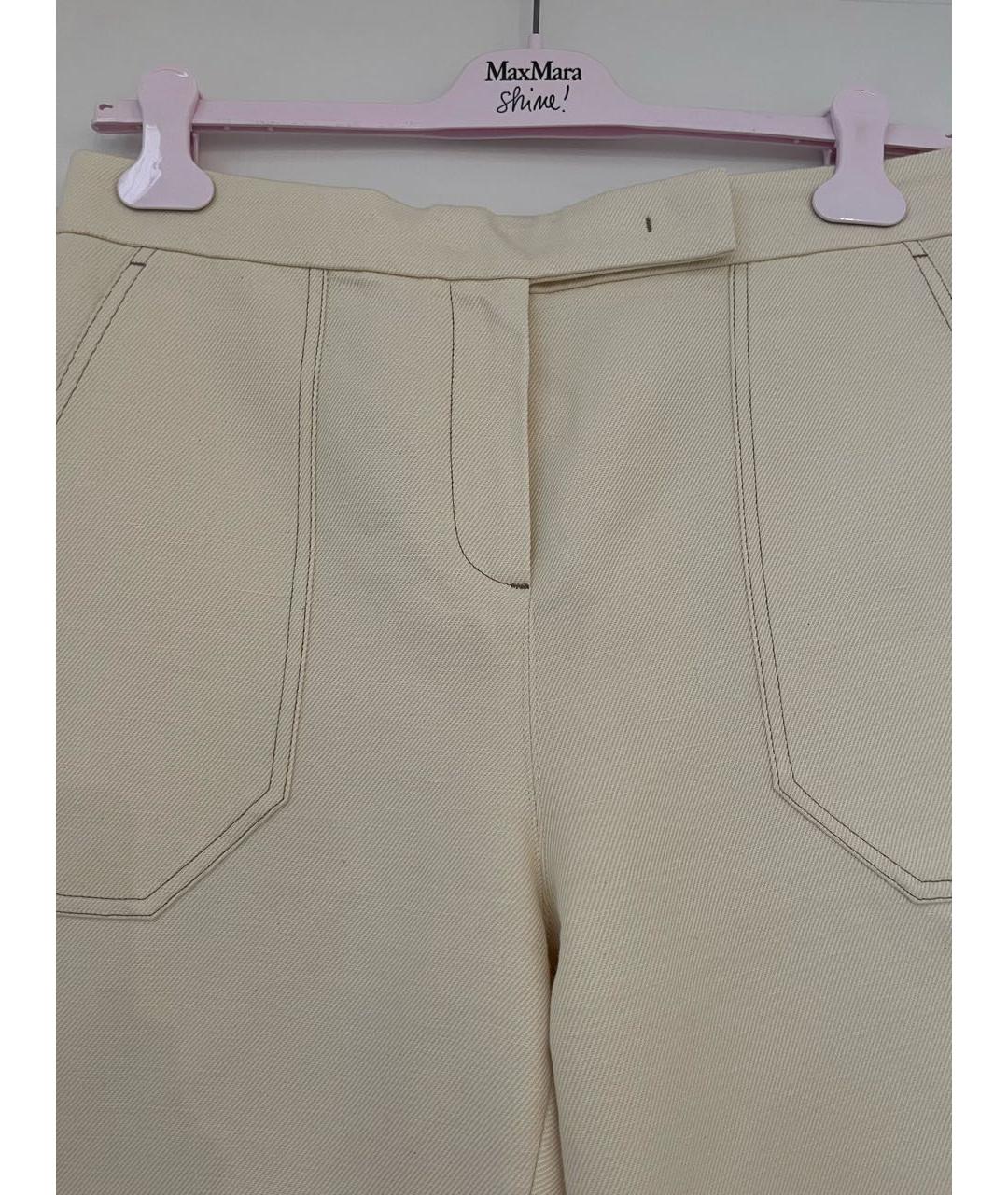MAX MARA Бежевые хлопко-леновые прямые джинсы, фото 4