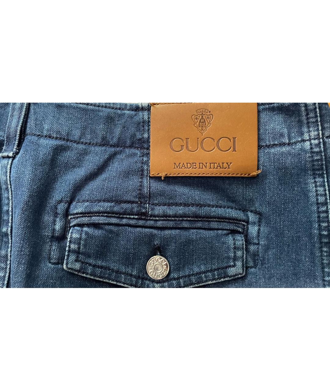 GUCCI Темно-синяя деним юбка мини, фото 3