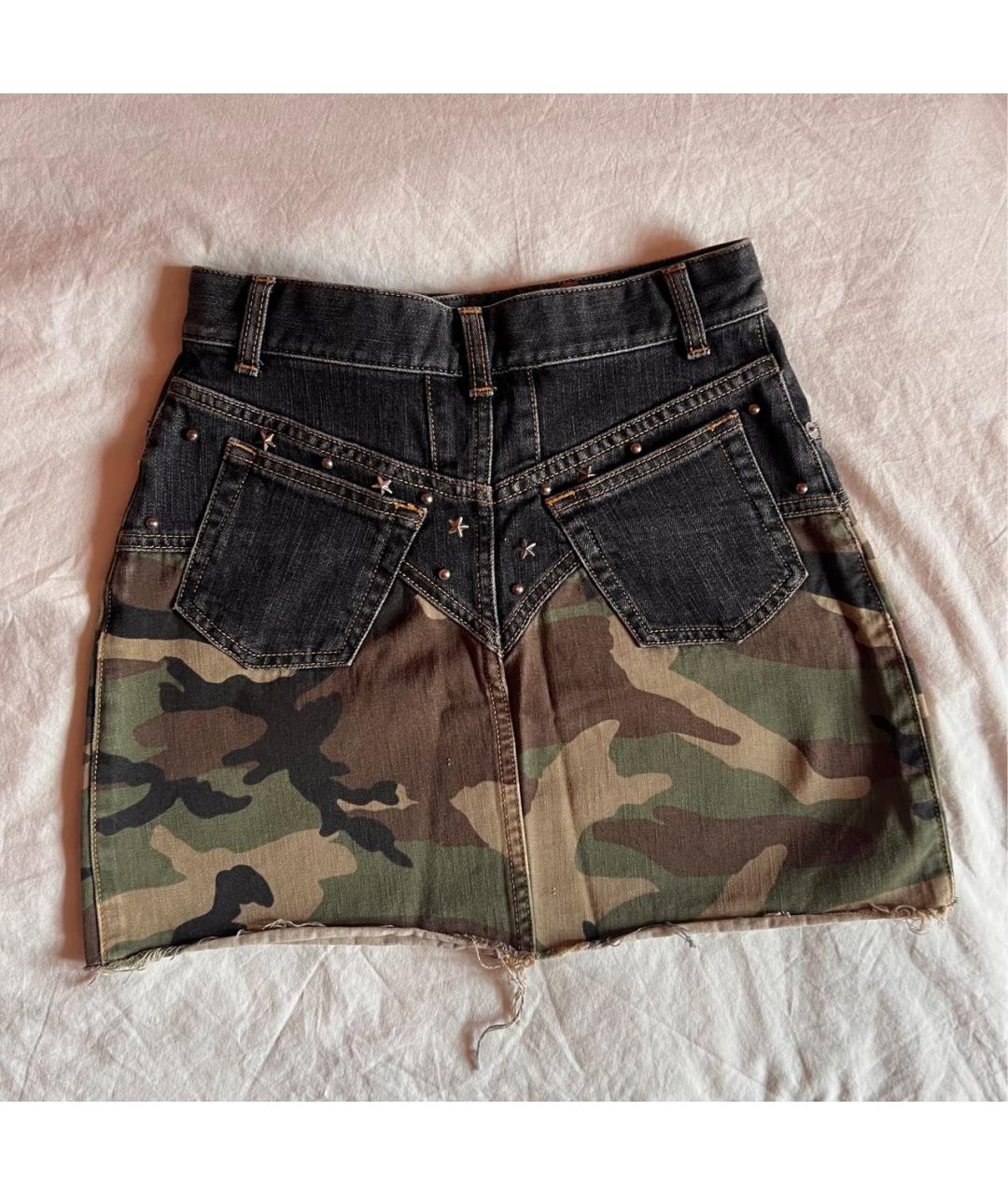 SAINT LAURENT Хаки деним юбка мини, фото 2