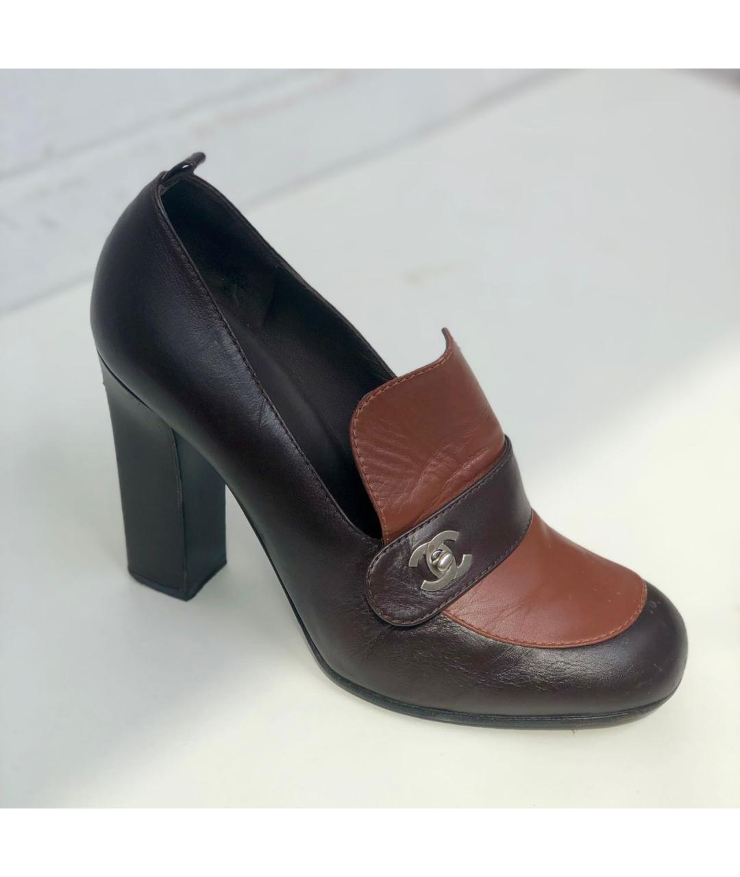 CHANEL Коричневые кожаные туфли, фото 5