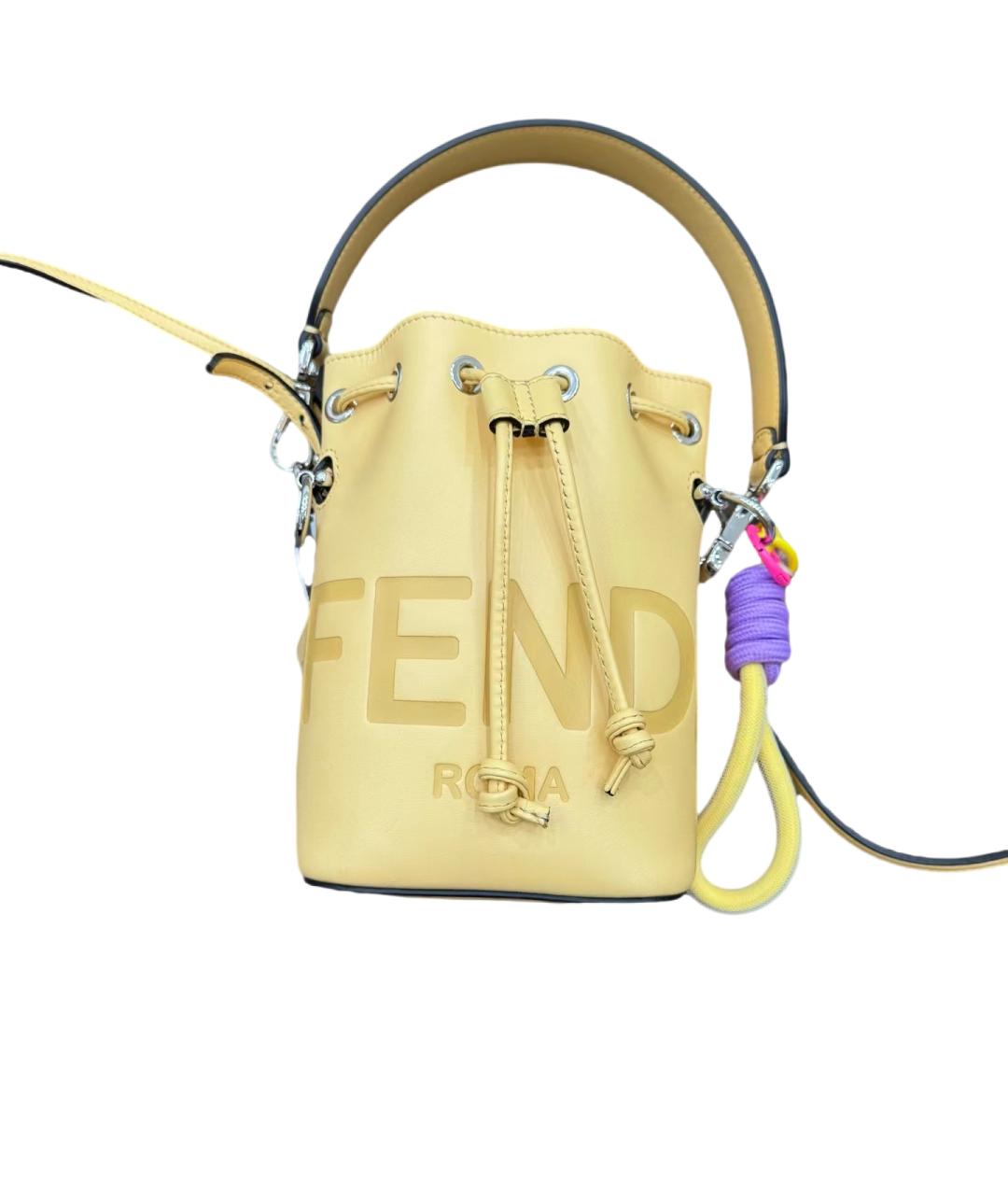 FENDI Желтая кожаная сумка через плечо, фото 1