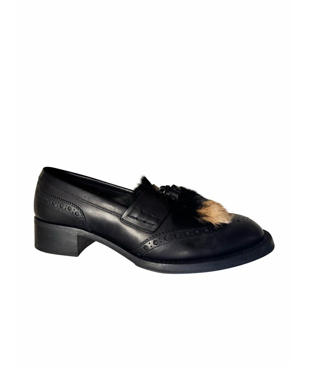 PRADA Черные кожаные лоферы, фото 1
