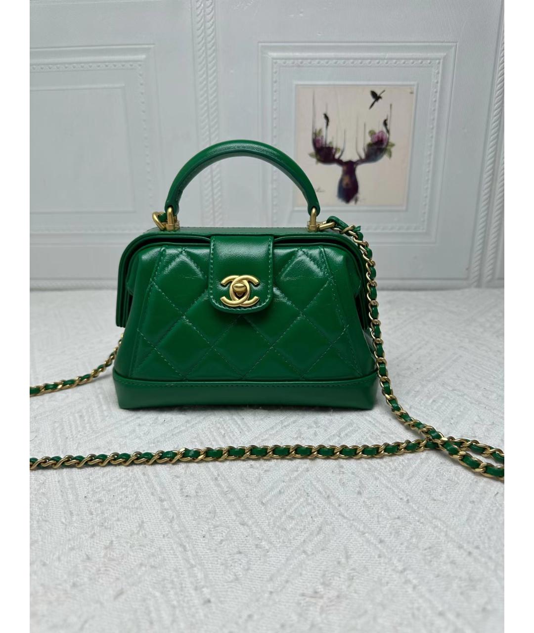 CHANEL Зеленая кожаная сумка через плечо, фото 2