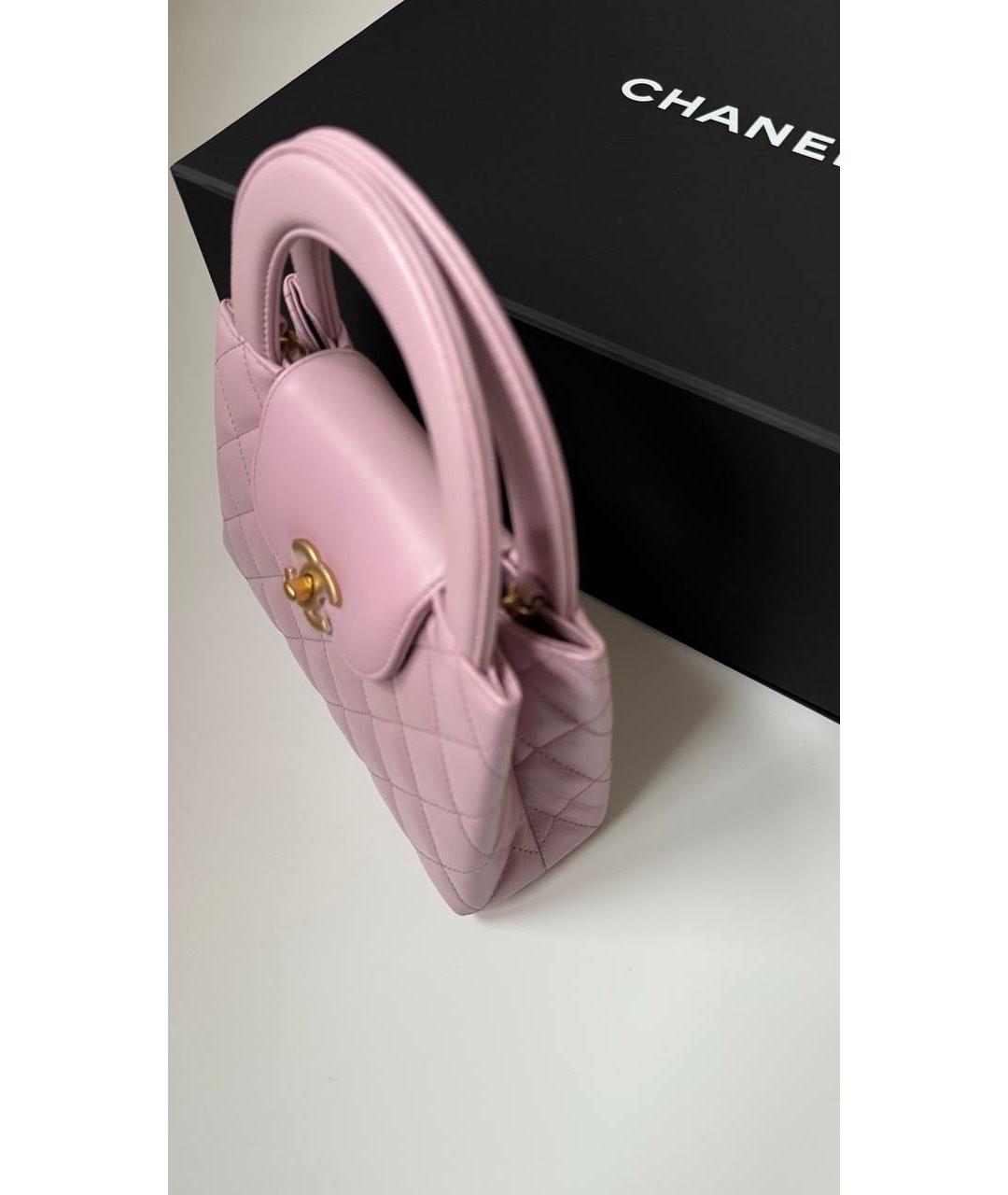 CHANEL Розовая кожаная сумка с короткими ручками, фото 2