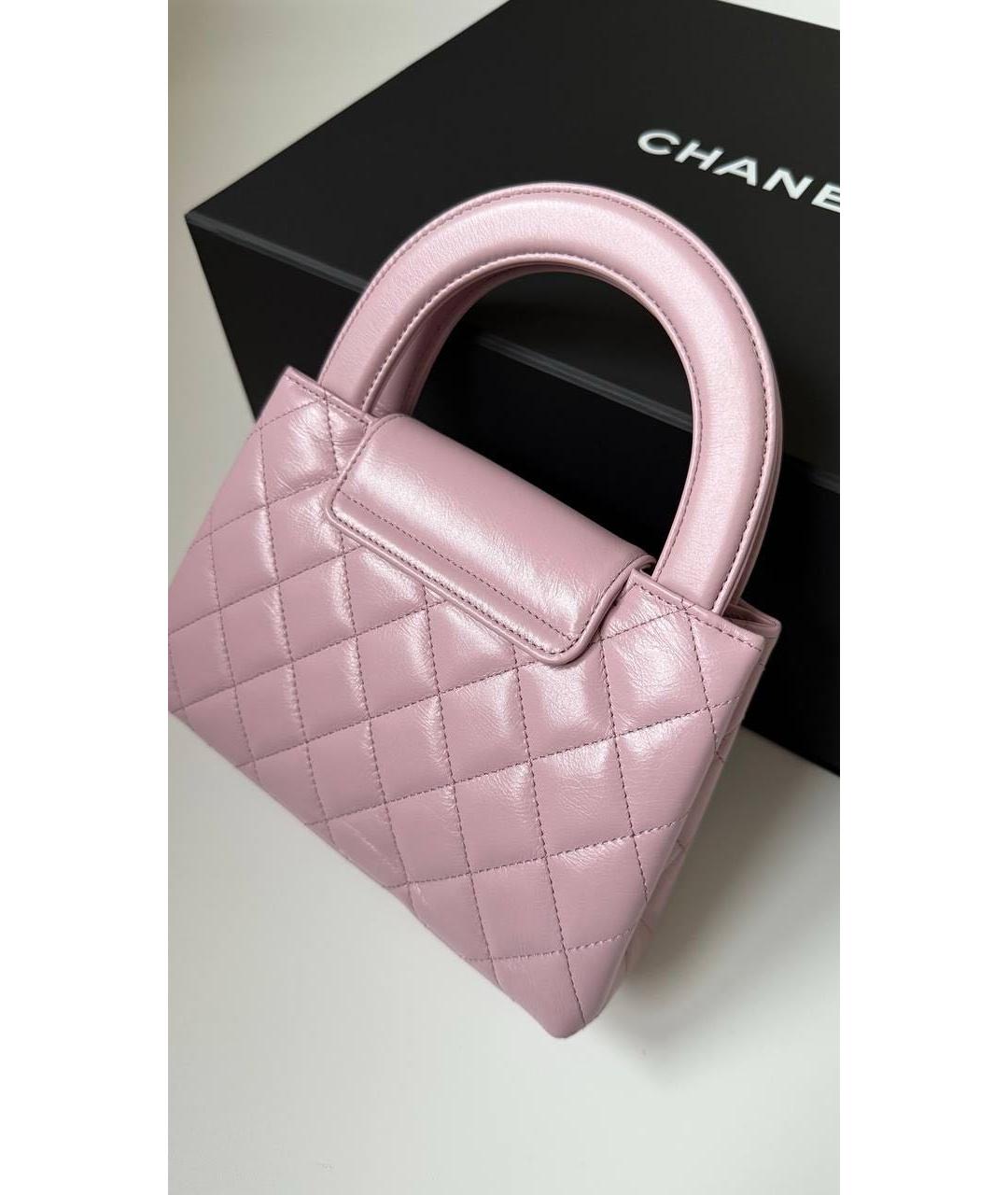 CHANEL Розовая кожаная сумка с короткими ручками, фото 3