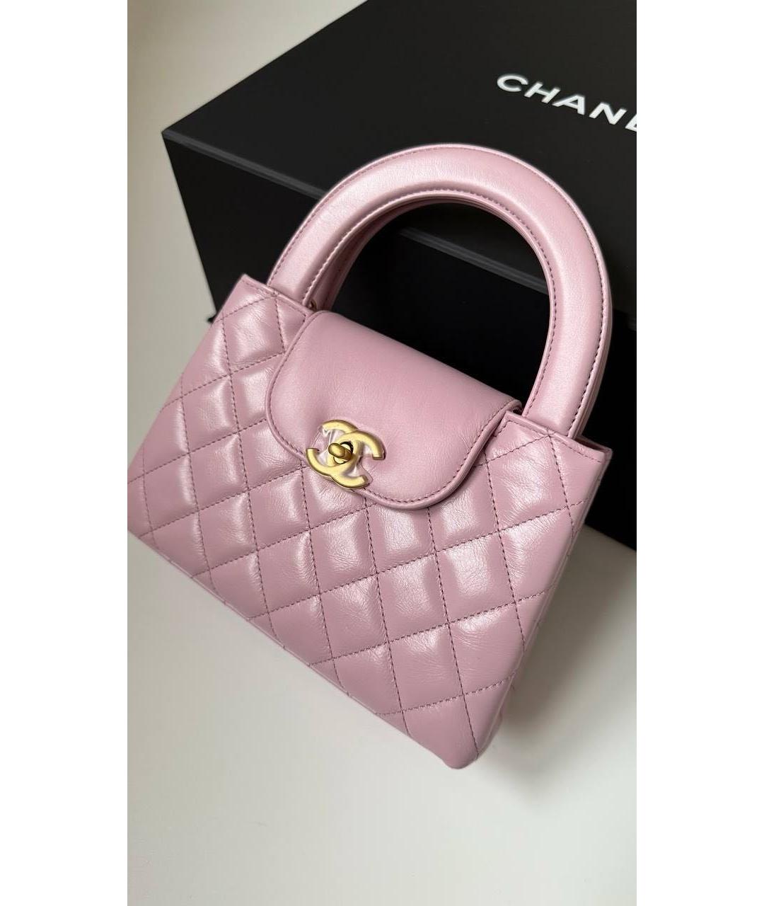 CHANEL Розовая кожаная сумка с короткими ручками, фото 4