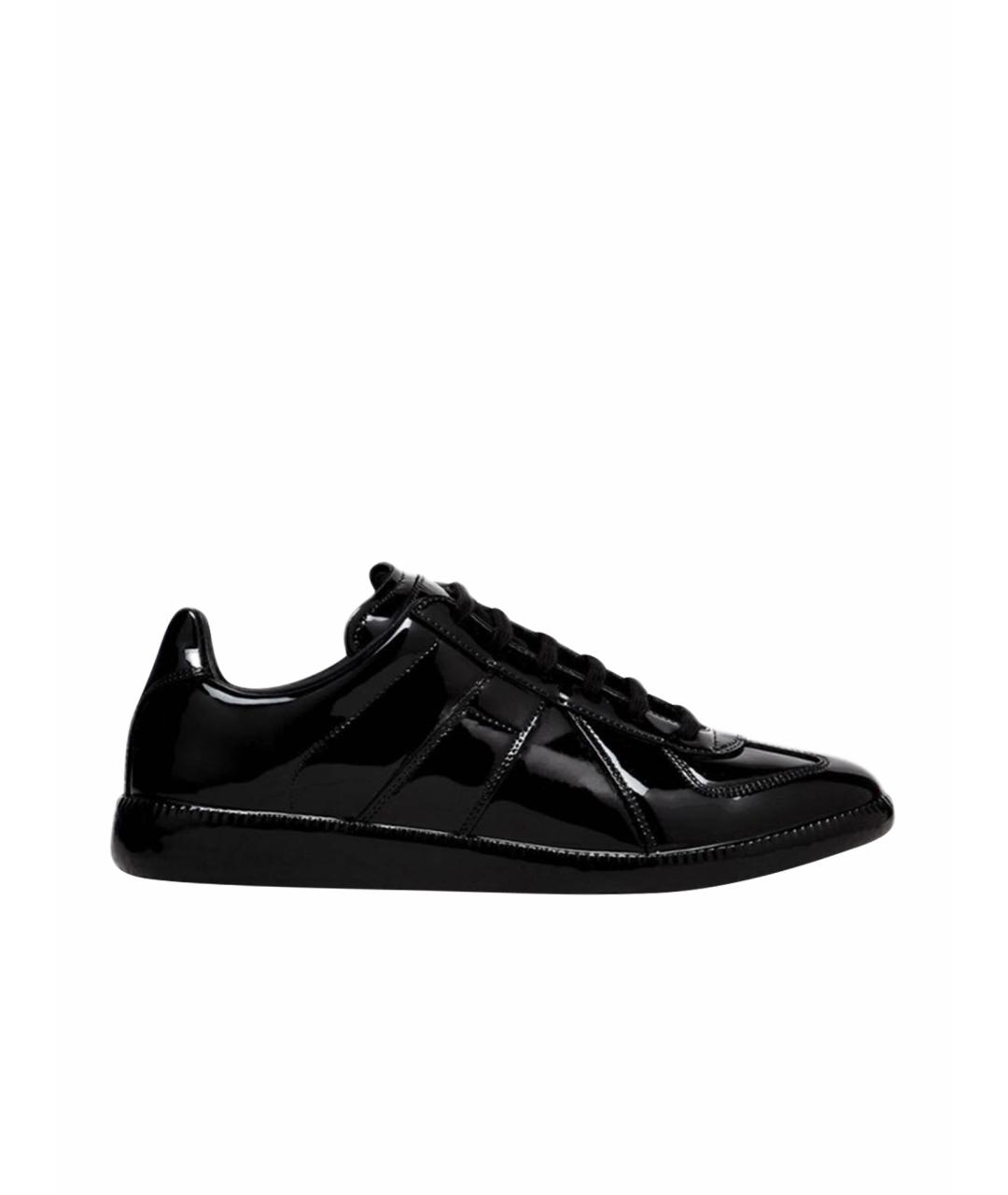 MAISON MARGIELA Черные кроссовки из лакированной кожи, фото 1