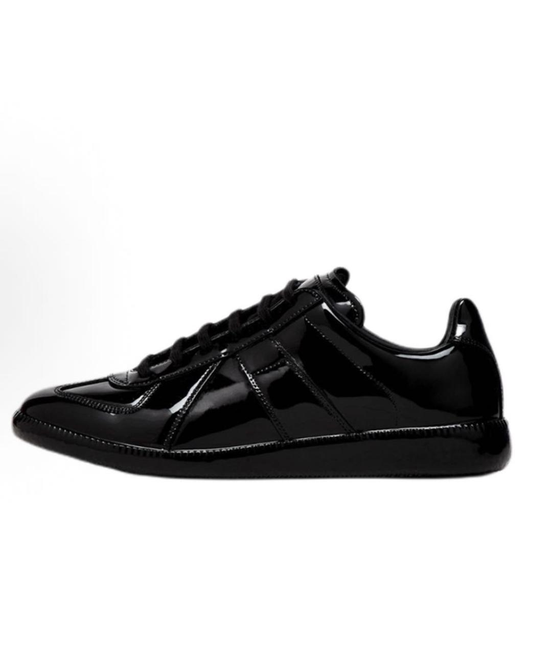 MAISON MARGIELA Черные кроссовки из лакированной кожи, фото 6