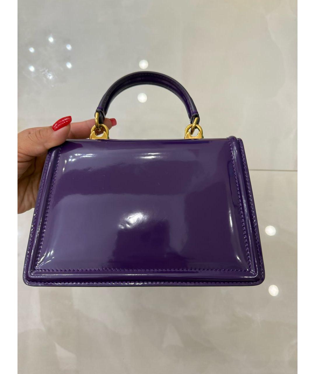DOLCE&GABBANA Фиолетовая сумка с короткими ручками из лакированной кожи, фото 3
