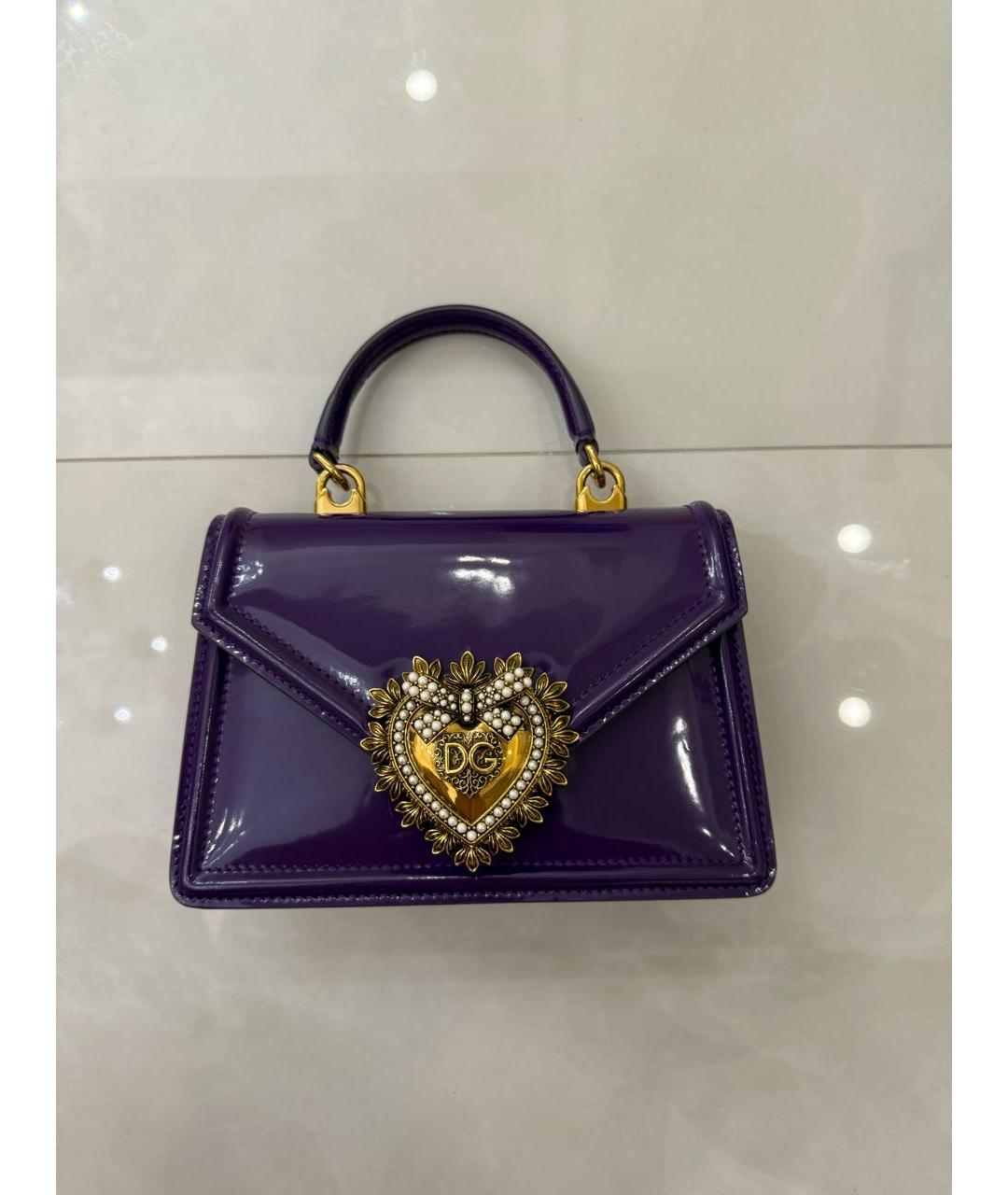 DOLCE&GABBANA Фиолетовая сумка с короткими ручками из лакированной кожи, фото 9