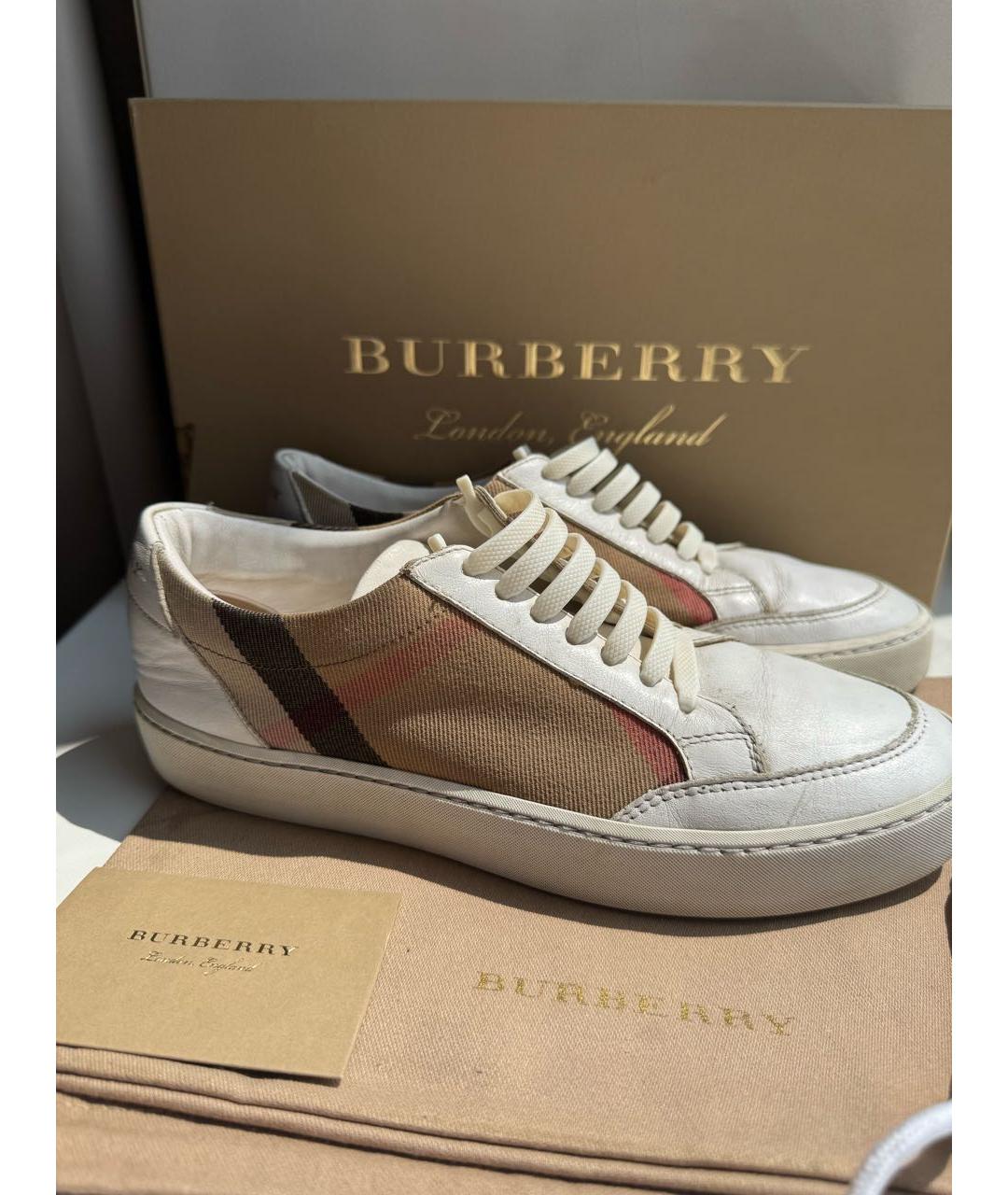 BURBERRY Белые кожаные кеды, фото 4