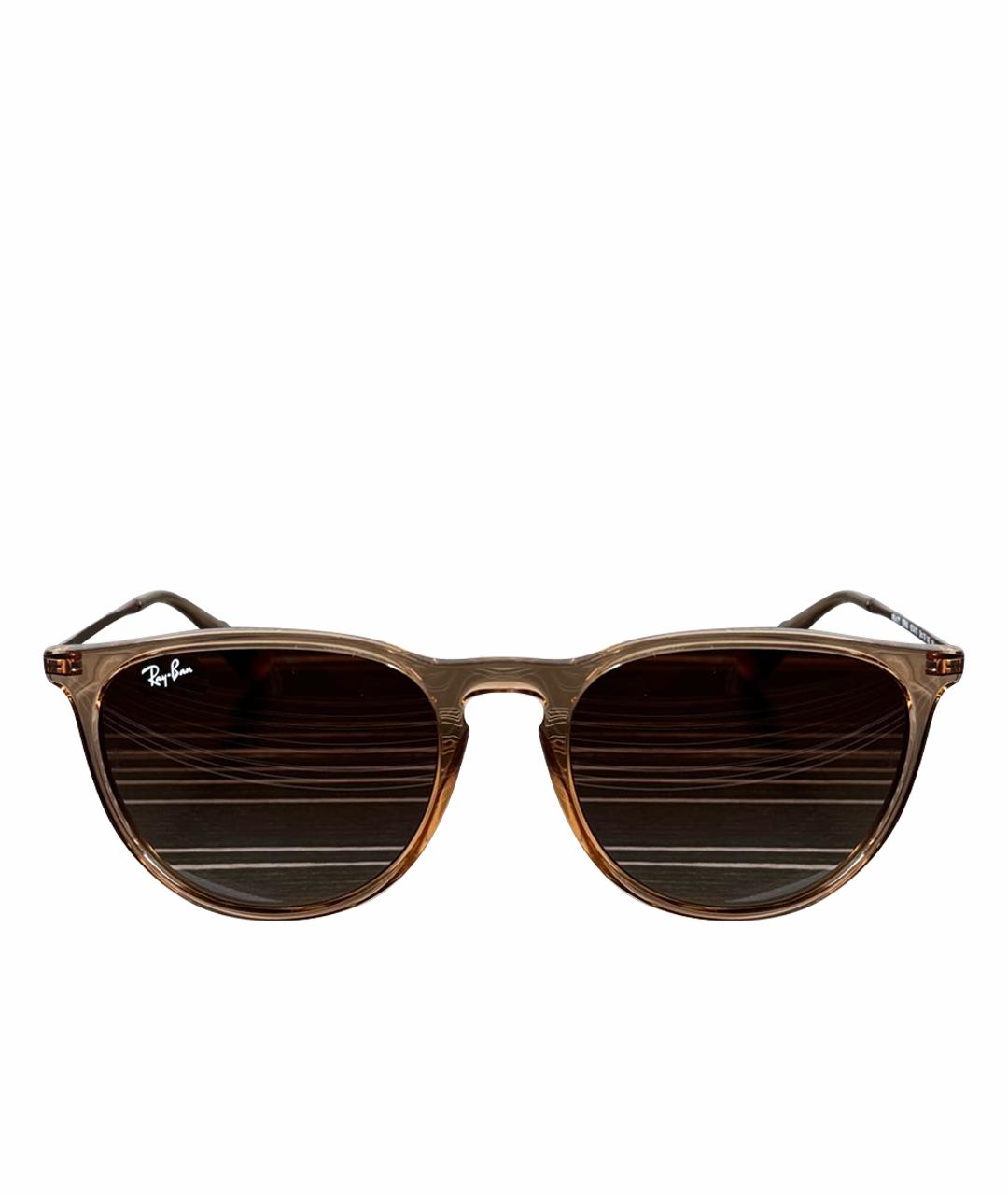 RAY BAN Коричневые пластиковые солнцезащитные очки, фото 1