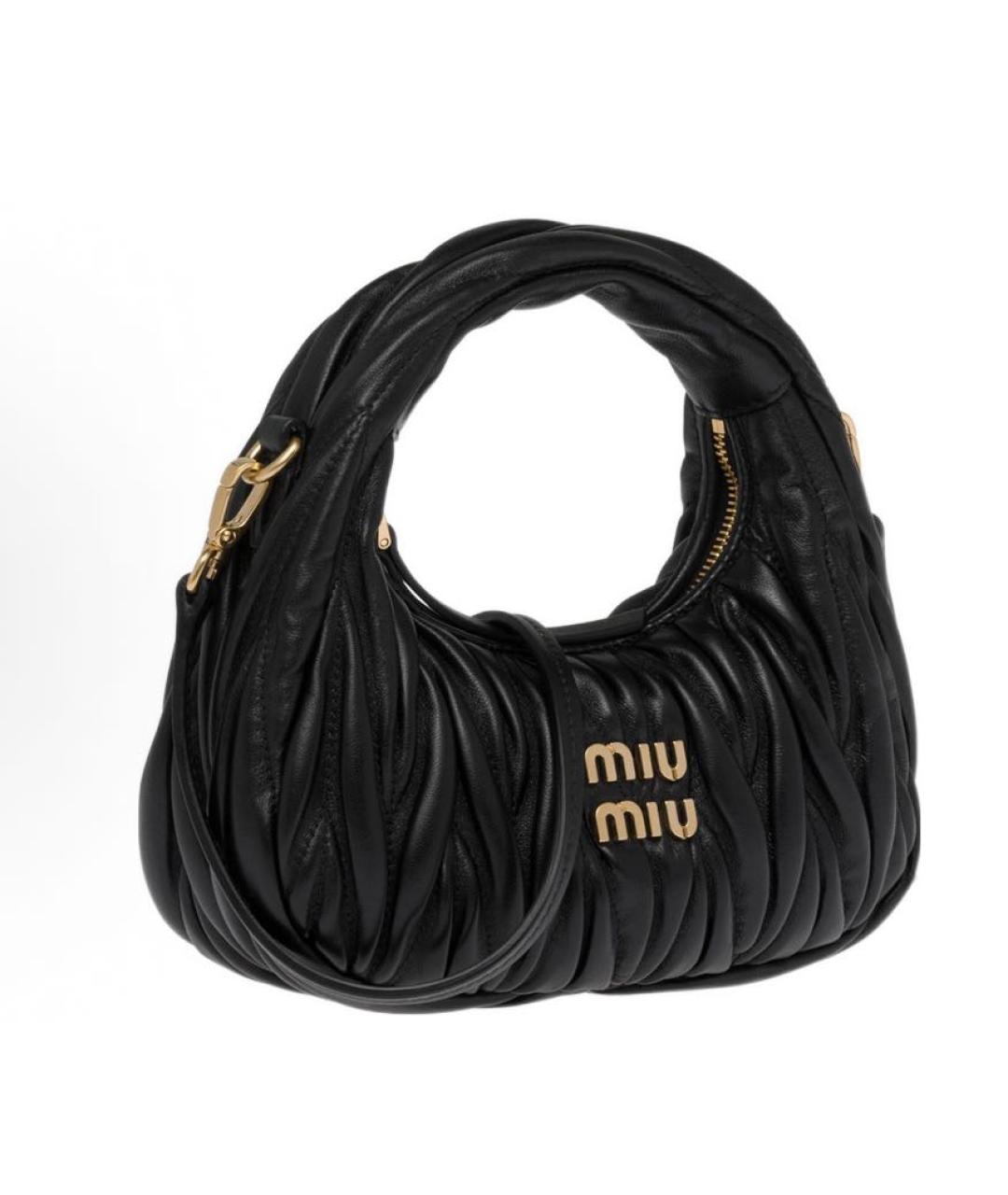 MIU MIU Черная кожаная сумка с короткими ручками, фото 4