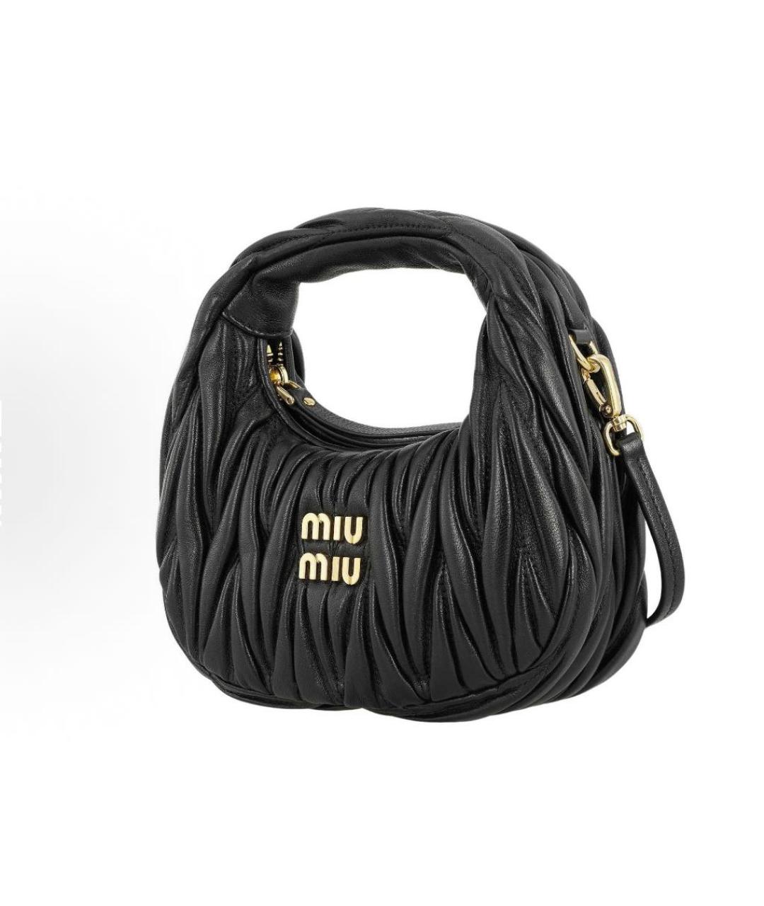 MIU MIU Черная кожаная сумка с короткими ручками, фото 3