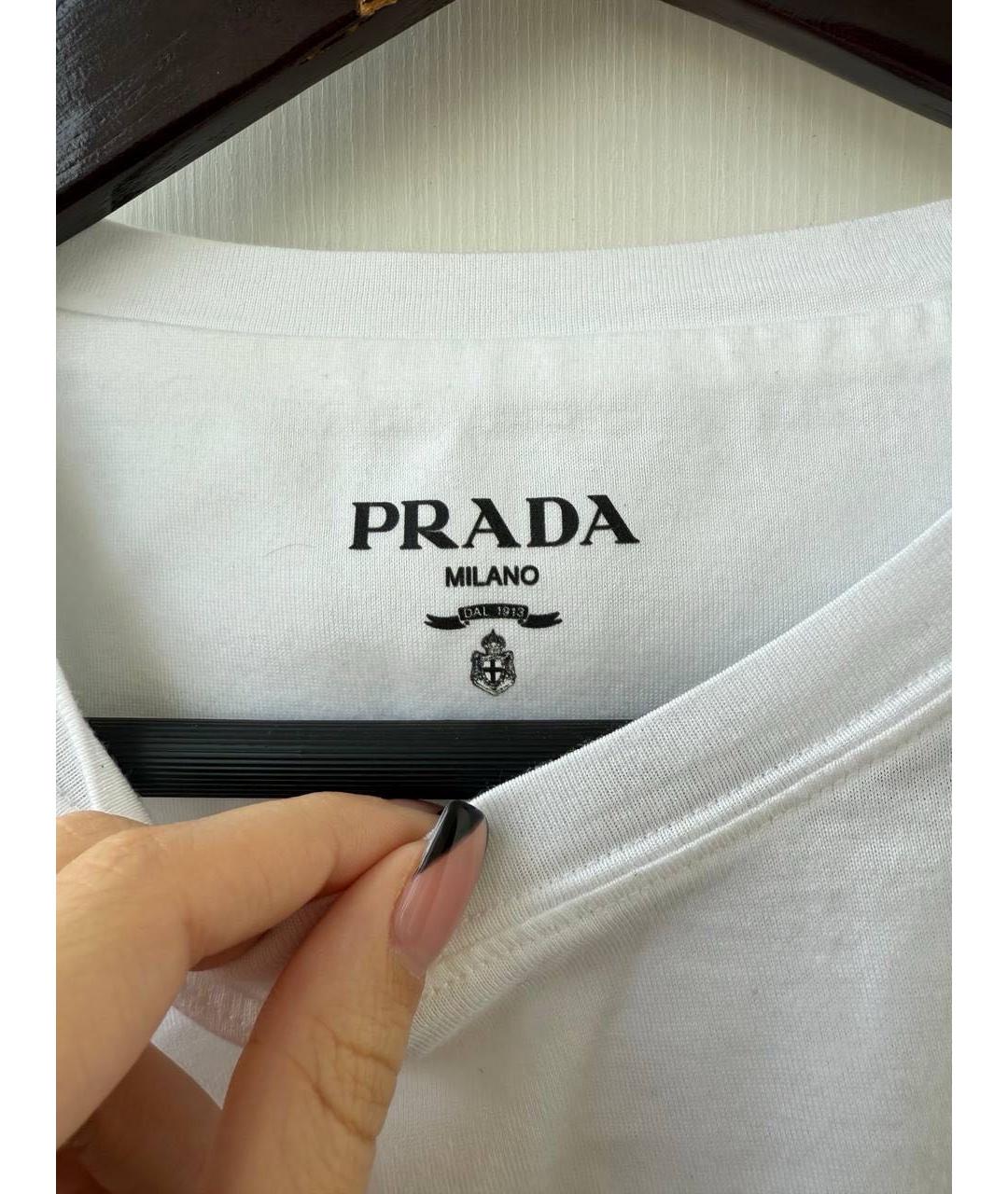 PRADA Белая хлопковая футболка, фото 4