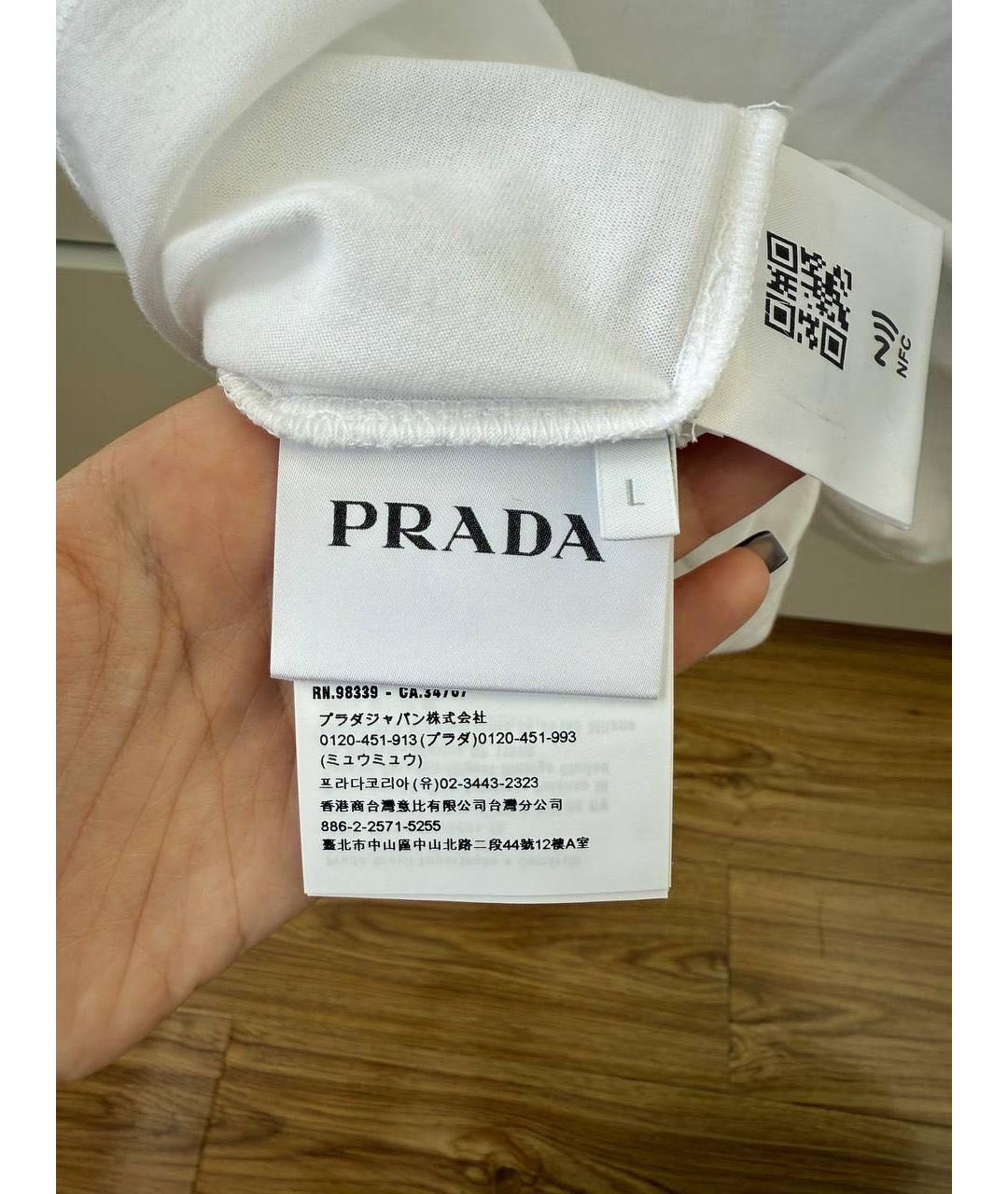 PRADA Белая хлопковая футболка, фото 6