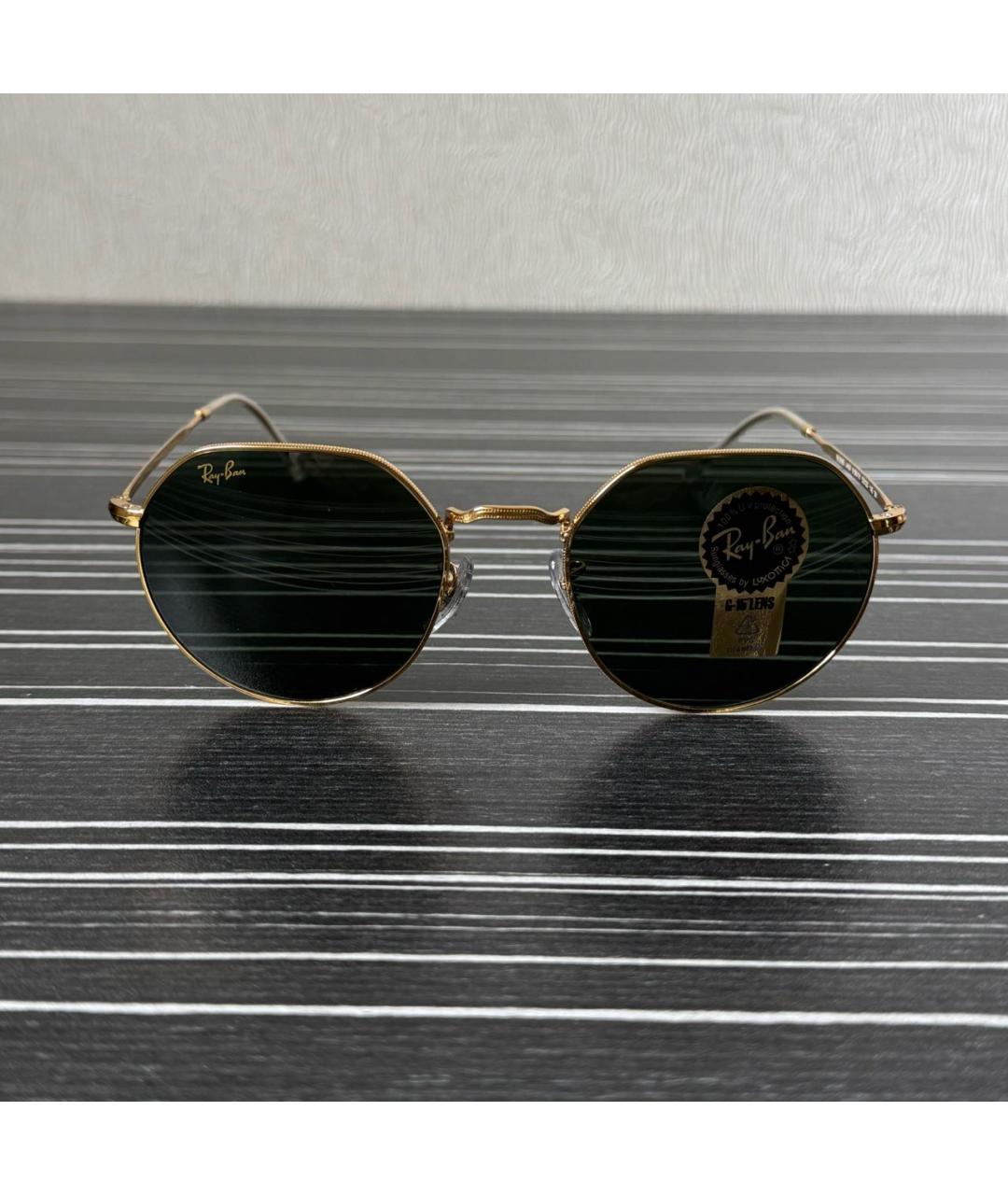 RAY BAN Золотые металлические солнцезащитные очки, фото 5