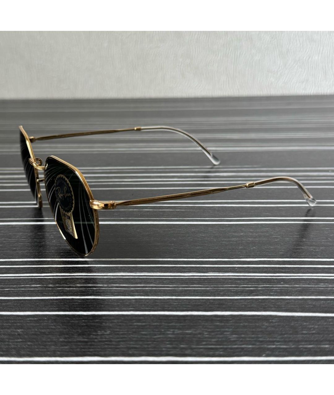 RAY BAN Золотые металлические солнцезащитные очки, фото 2
