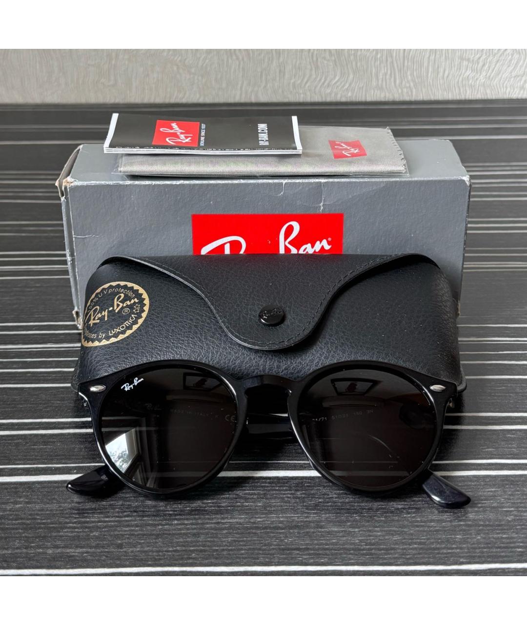RAY BAN Черные пластиковые солнцезащитные очки, фото 5